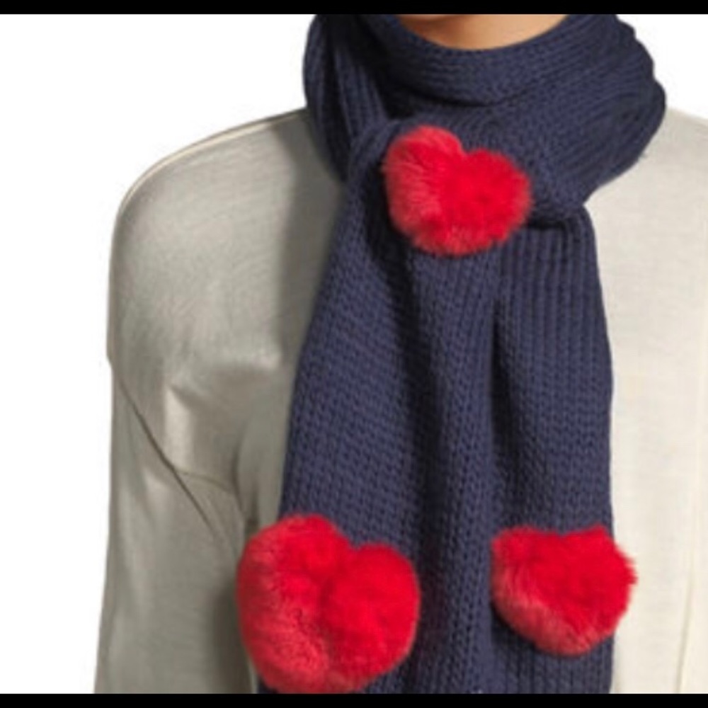 Host pick❤️BCBG faux fur heart scarf navy blue and red